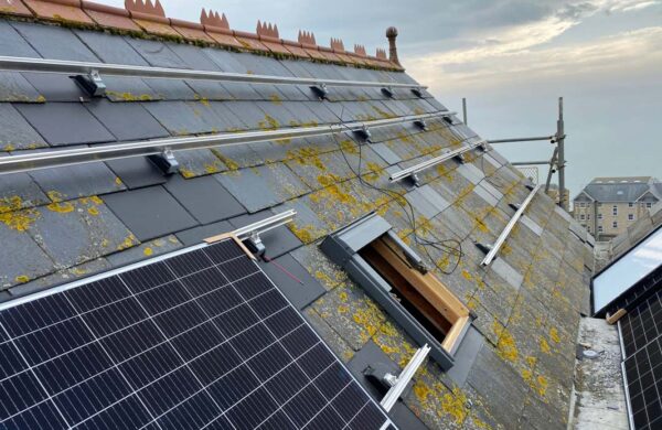 Solar install on a roof in ventnor isle of wight