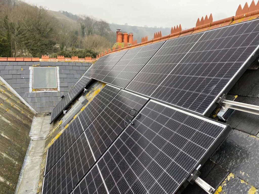 completed solar install on a roof isle of wight