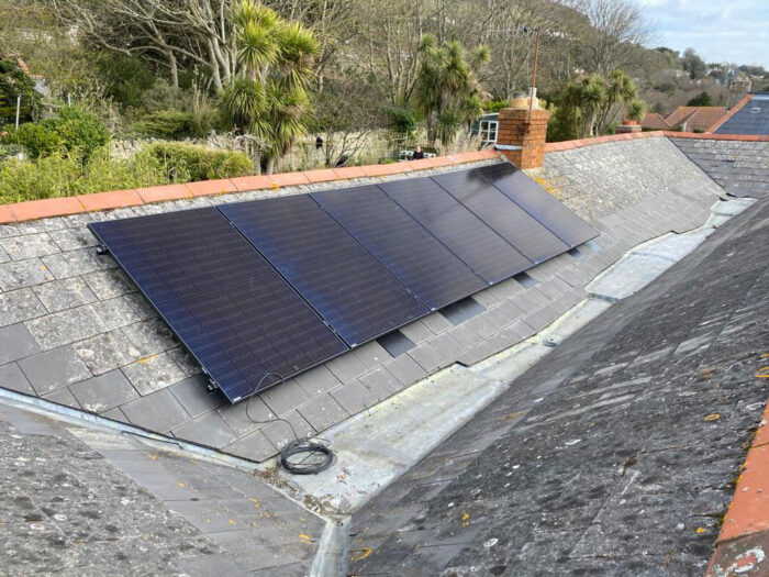 Island renewables solar panel system fitted to roof