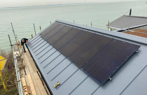 Solar panels secured to roof by island renewables gurnard isle of wight