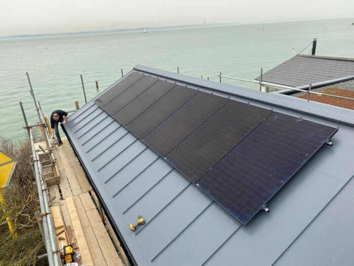 Solar panels secured to roof by island renewables gurnard isle of wight