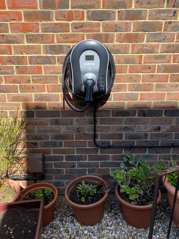 Zappi car charger fitted to wall island renewables