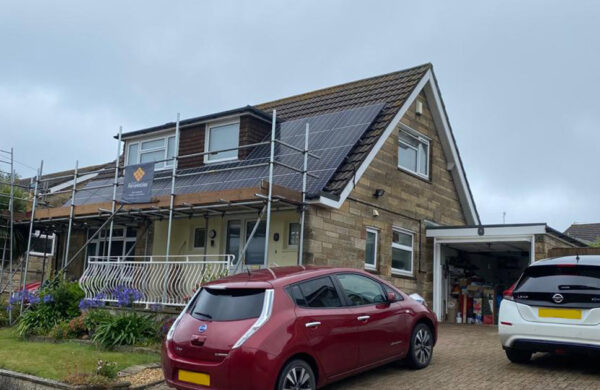 Roof Solar panels side view of house