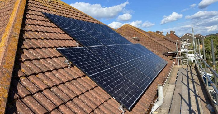 side view of solar panels fitted by island renewables
