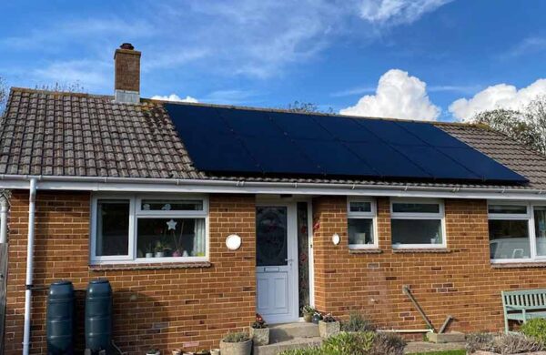 Solar panels fitted to a roof in freshwater isle of wight