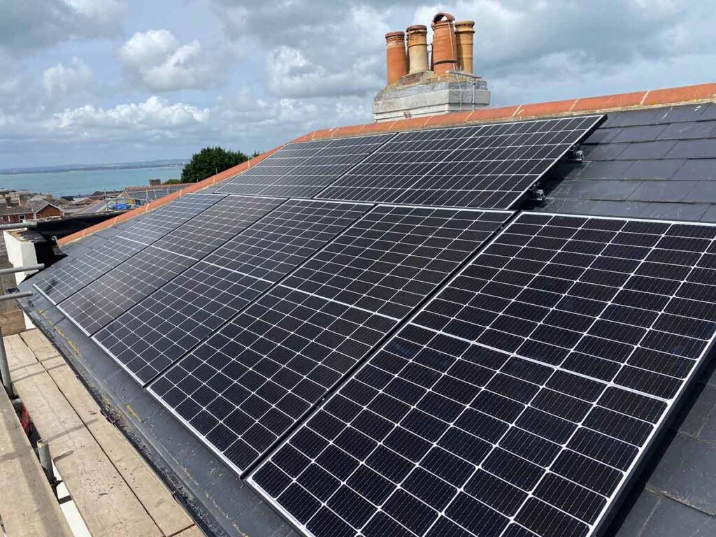 J A solar panels fitted to a roof in Ryde isle of wight