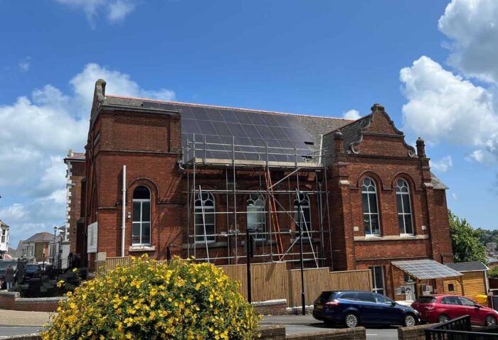 solar panels fitted to an old church in ryde isle of wight