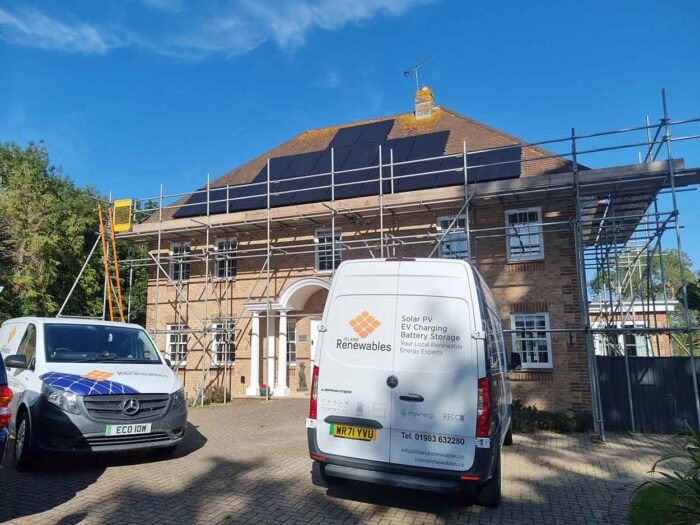 solar panels fitted to a property roof in cowes isle of wight