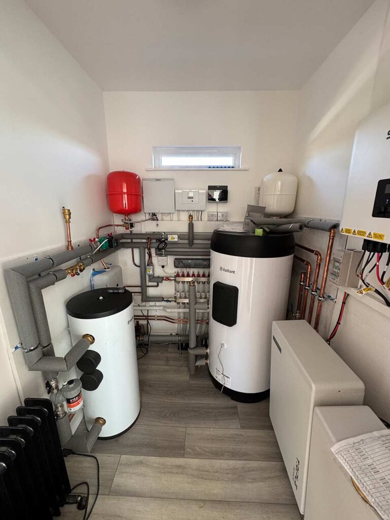 Heat pump cyclinders installed in a property in St helens Isle of Wight by Island Renewables.