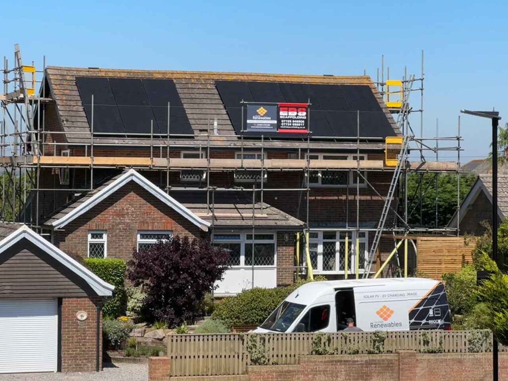solar panels installed on a property roof in godshill isle of wight