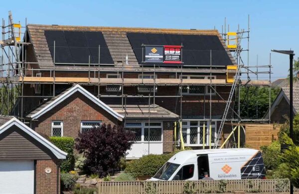 solar panels installed on a property roof in godshill isle of wight