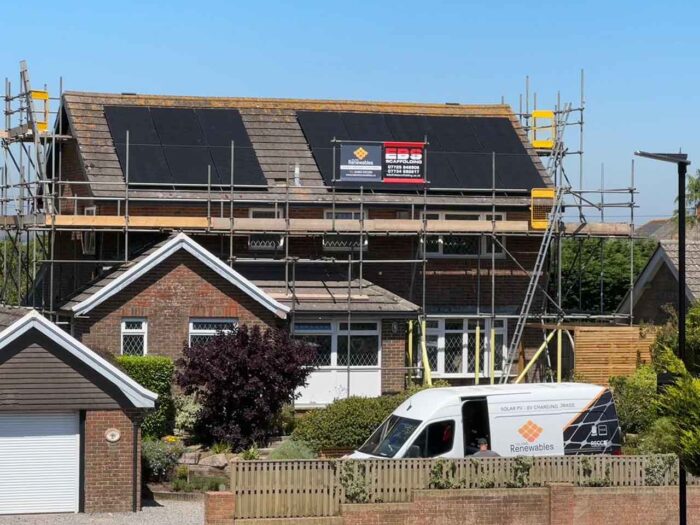 solar panels installed on a property roof in godshill isle of wight