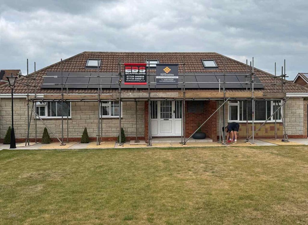 Solar panels installed by island renewables on a property roof on the isle of wight