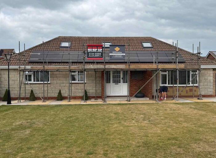 Solar panels installed by island renewables on a property roof on the isle of wight