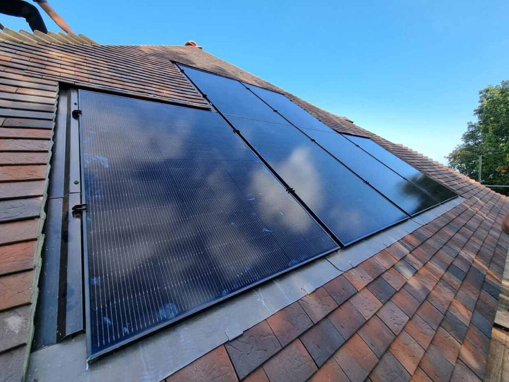 All black in roof solar panel system installed on a new build by island renewables